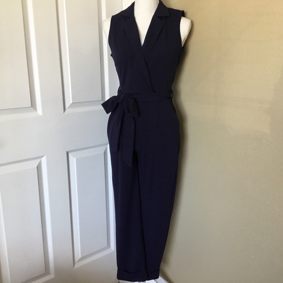 Navy collared Jumpsuit - Picture 6 of 8